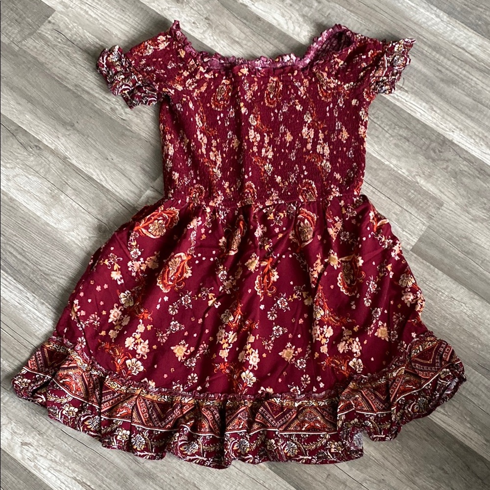 Red Ruffled Smocked Sundress with Flutter Sleeves